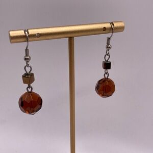 Brown beaded drop earrings